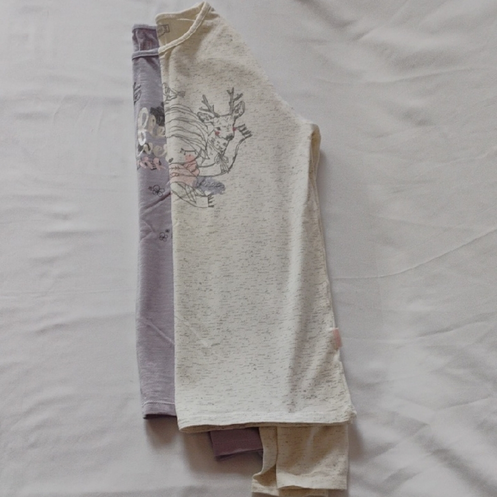 Kids Long Sleeve Tee - Cream and Purple